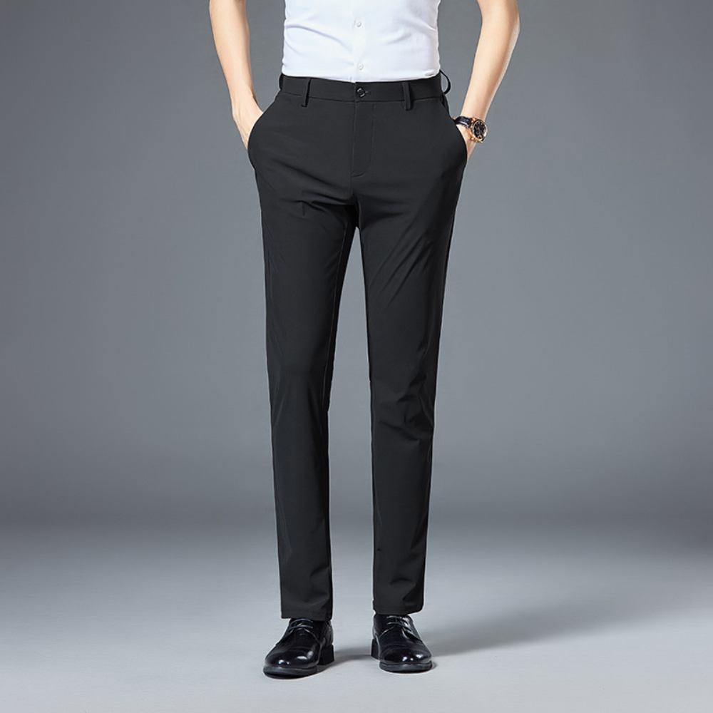 Cienkie Męskie Spodnie Slim Fit Business Casual Wiosenne Jesienne Jakości Stretch Nylonowe Proste Garniturowe