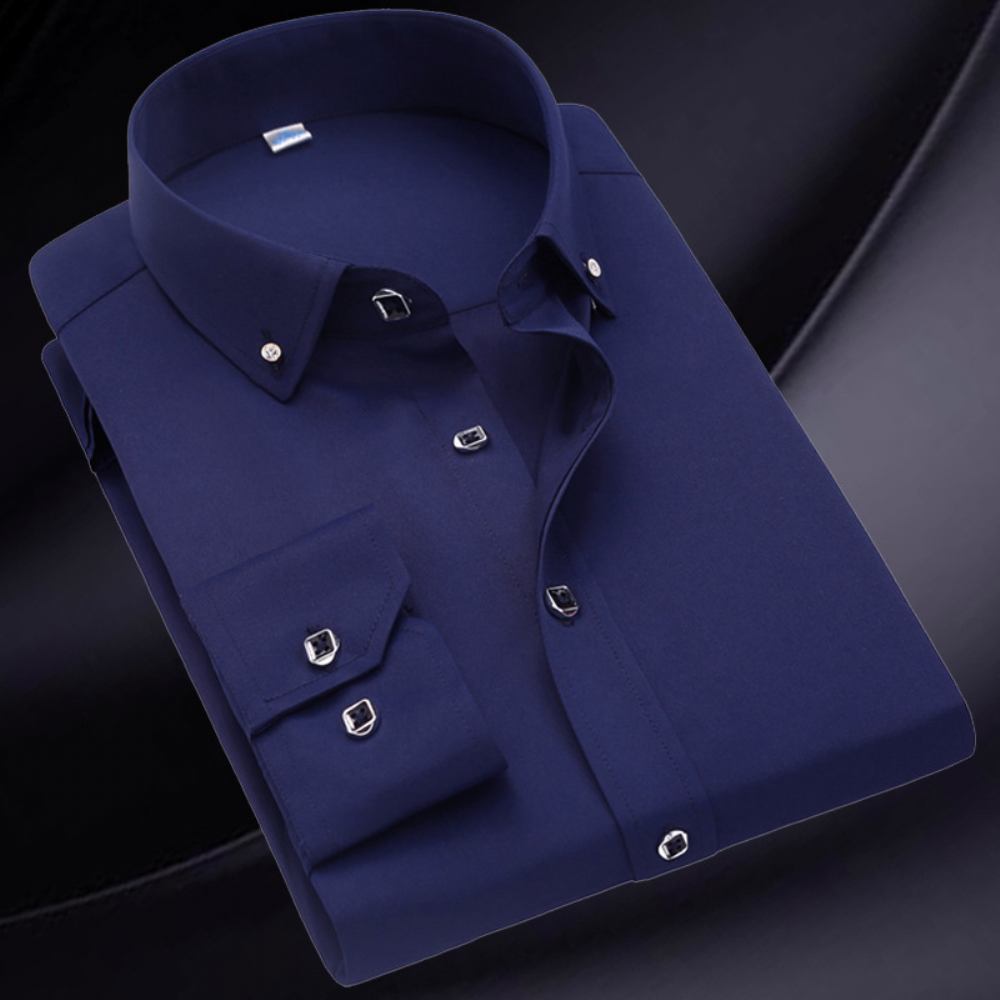 2023 Slim Fit Męskie Koszule Długim Rękawem Młodych Średnim Wieku Business Casual Solid Color Diamond Button