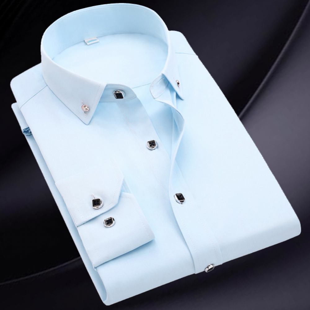 2023 Slim Fit Męskie Koszule Długim Rękawem Młodych Średnim Wieku Business Casual Solid Color Diamond Button