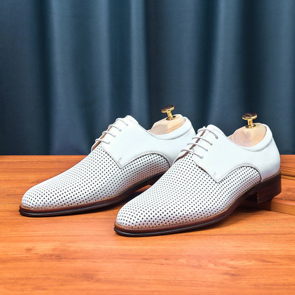 Business Casual Męskie Skórzane Buty Skóra Bydlęca Pusta British Derby Moda Oddychająca Suknia Ślubna Profesjonalne