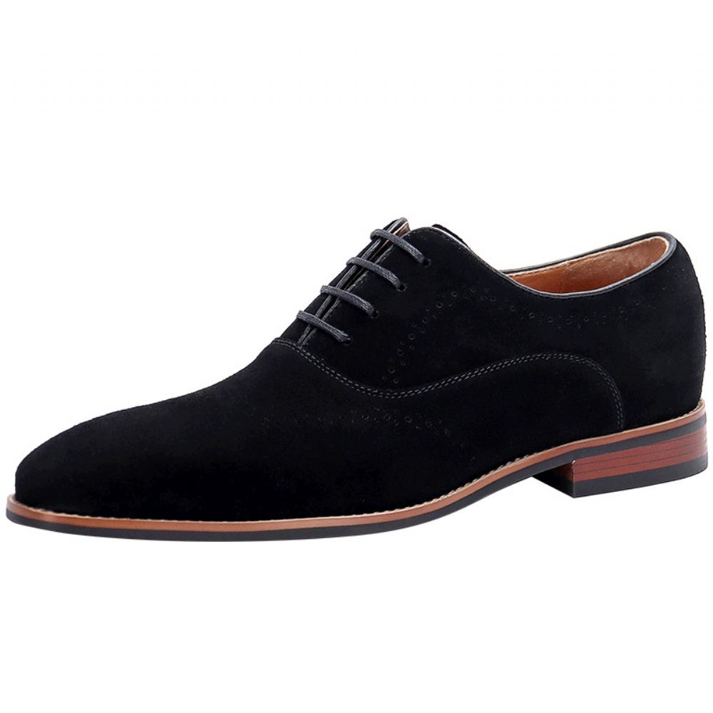 Letnie Business Casual Oxford Rzeźbione Męskie Koronki Kwadratowy Nosek Zamszowa Skóra Bydlęca Low-top Oprzyrządowanie Buty Skórzane