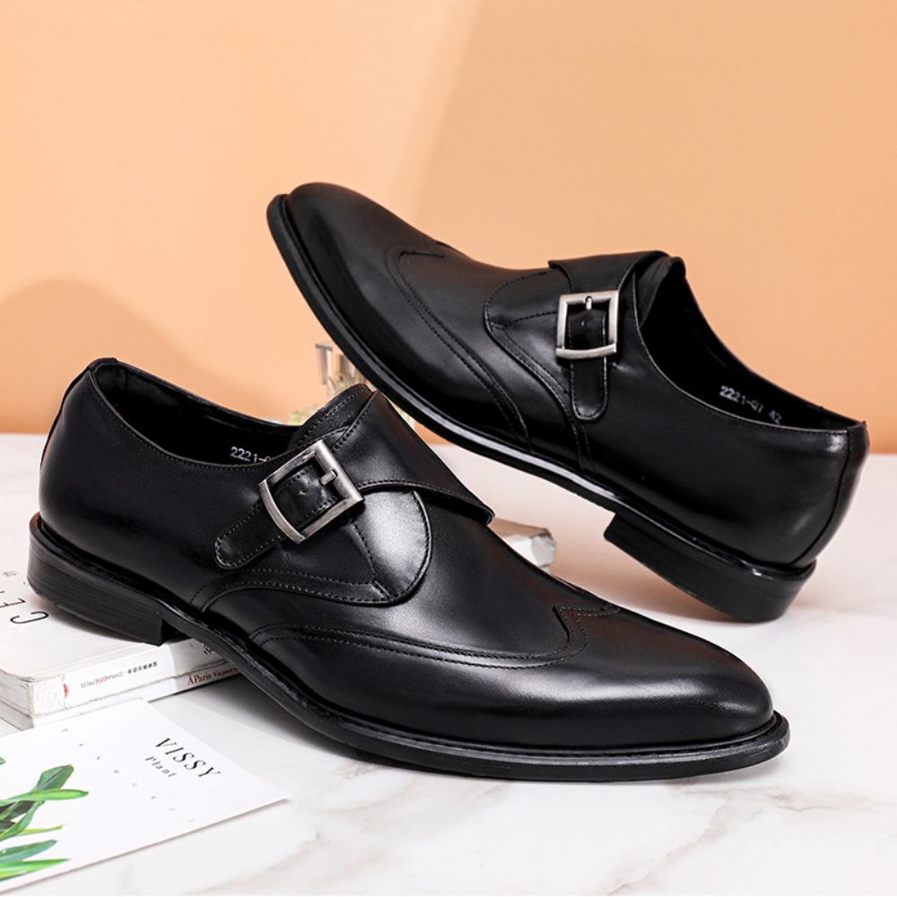 Męskie Skórzane Buty 2022 Letnie Business Casual British Fashion Skórzana Klamra Zestaw Foot Dress Shoes Men