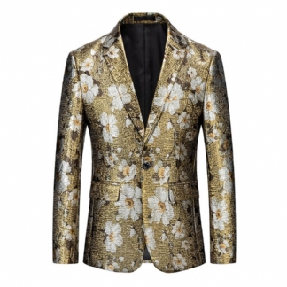 2023 Golden Flower Western Dopasowana Kurtka Gold Printed Suit Top Jacket Men