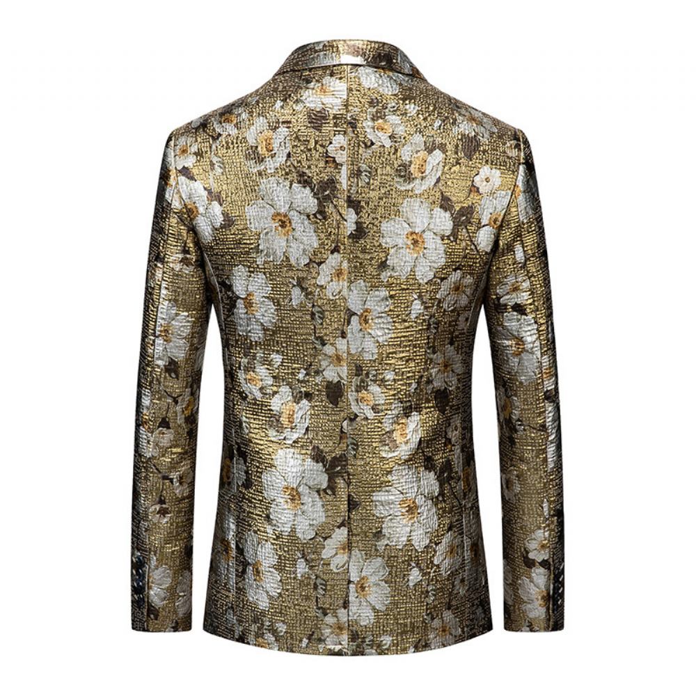 2023 Golden Flower Western Dopasowana Kurtka Gold Printed Suit Top Jacket Men