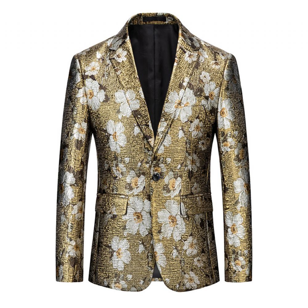 2023 Golden Flower Western Dopasowana Kurtka Gold Printed Suit Top Jacket Men