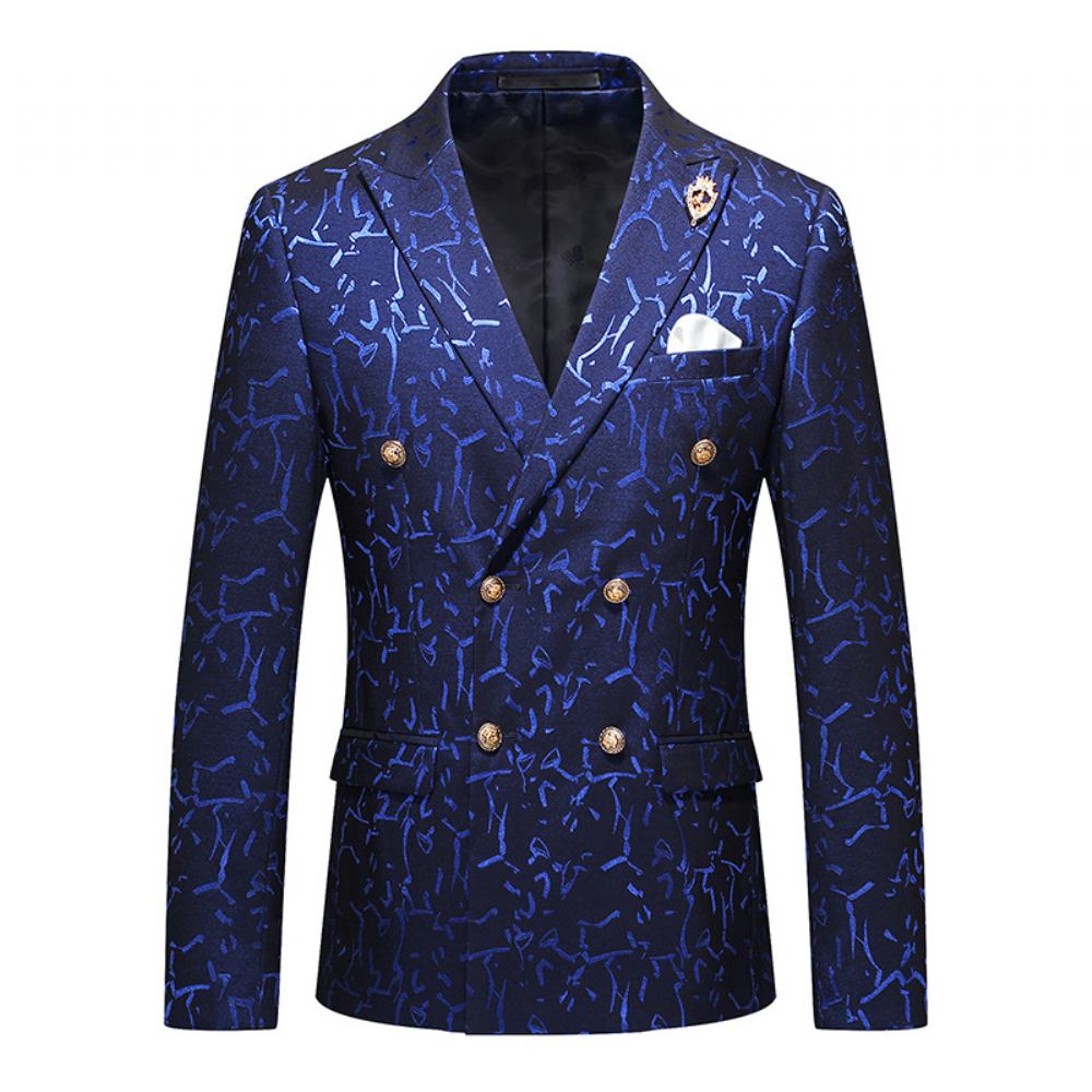 Jacquard Double Breasted Western Fit Business Casual Suit Men