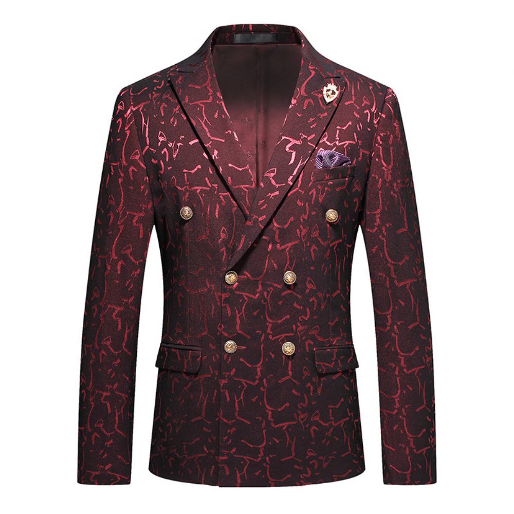 Jacquard Double Breasted Western Fit Business Casual Suit Men