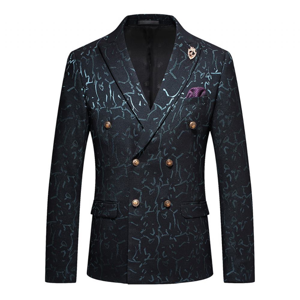 Jacquard Double Breasted Western Fit Business Casual Suit Men