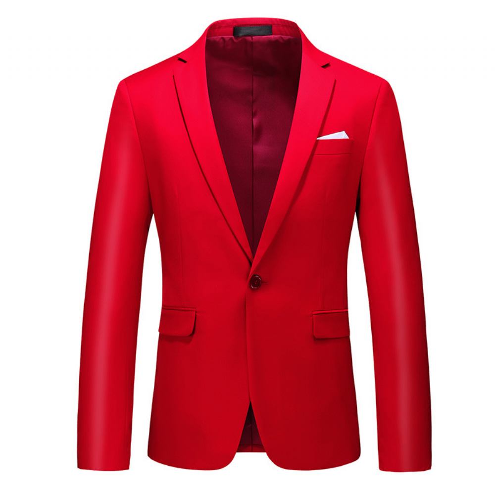 Męska Plus Size Wielokolorowa Zapinana Jeden Guzik Business Casual Top Solid Color Suit Jacket Men