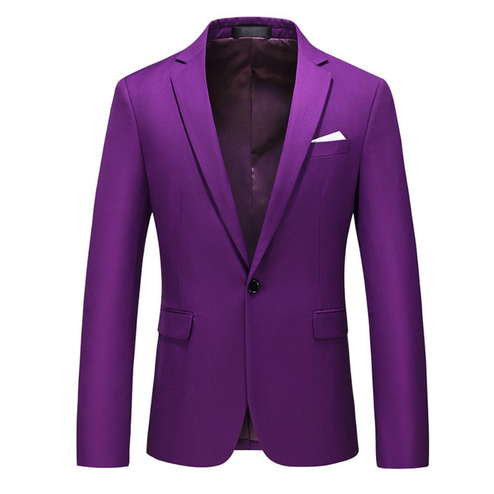 Męska Plus Size Wielokolorowa Zapinana Jeden Guzik Business Casual Top Solid Color Suit Jacket Men