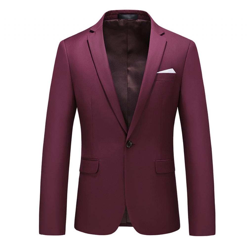 Męska Plus Size Wielokolorowa Zapinana Jeden Guzik Business Casual Top Solid Color Suit Jacket Men