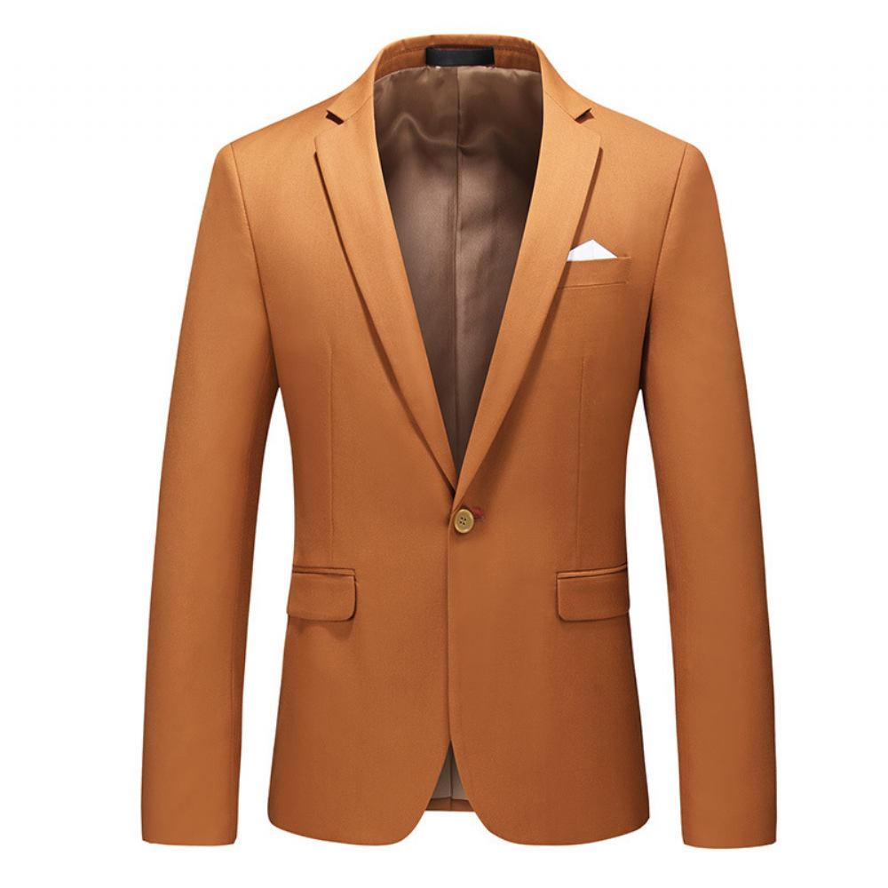 Męska Plus Size Wielokolorowa Zapinana Jeden Guzik Business Casual Top Solid Color Suit Jacket Men