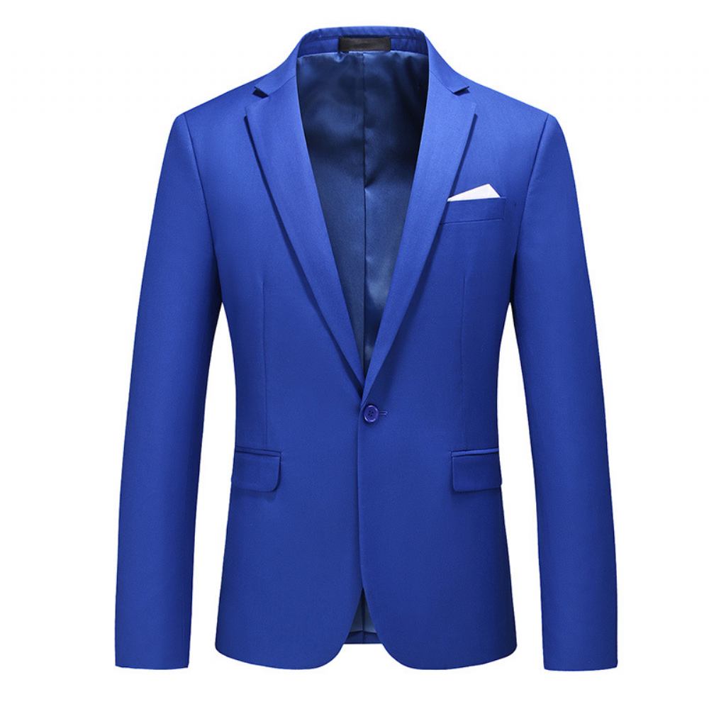 Męska Plus Size Wielokolorowa Zapinana Jeden Guzik Business Casual Top Solid Color Suit Jacket Men