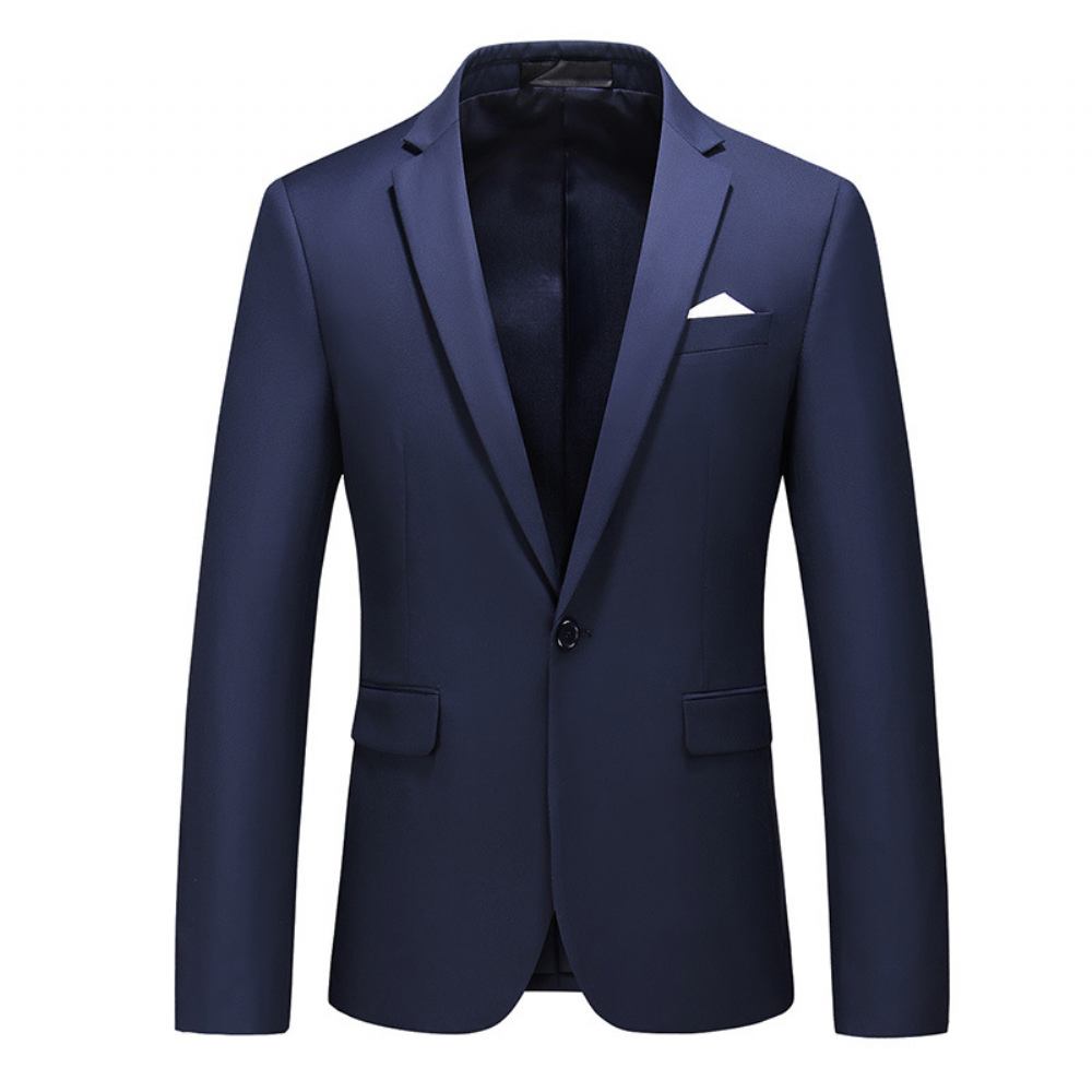 Męska Plus Size Wielokolorowa Zapinana Jeden Guzik Business Casual Top Solid Color Suit Jacket Men