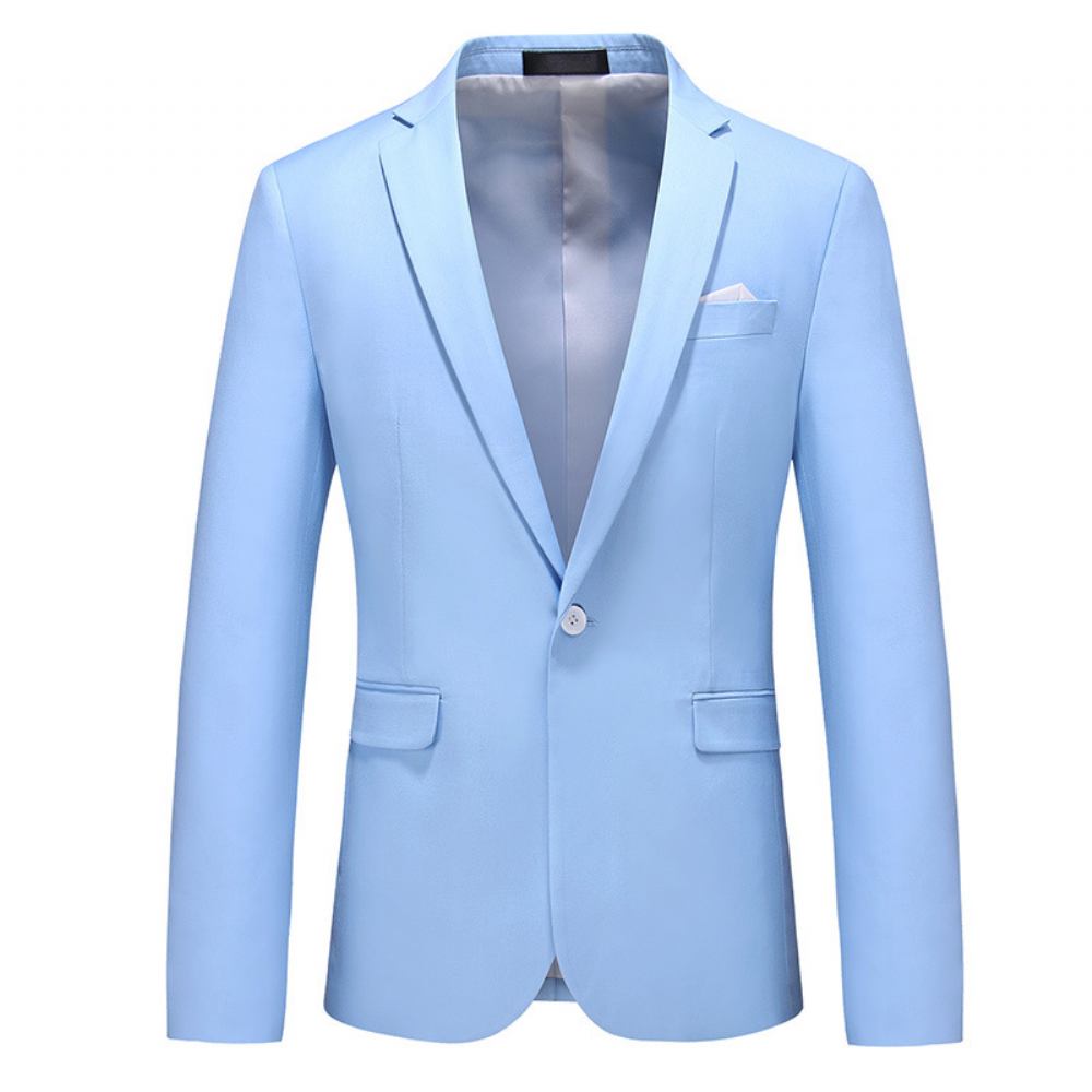 Męska Plus Size Wielokolorowa Zapinana Jeden Guzik Business Casual Top Solid Color Suit Jacket Men