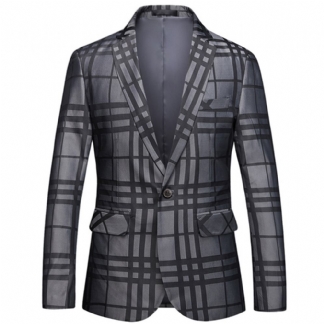 Męski Business Casual One Button Garnitur Top Plaid Small Suit Jacket Men