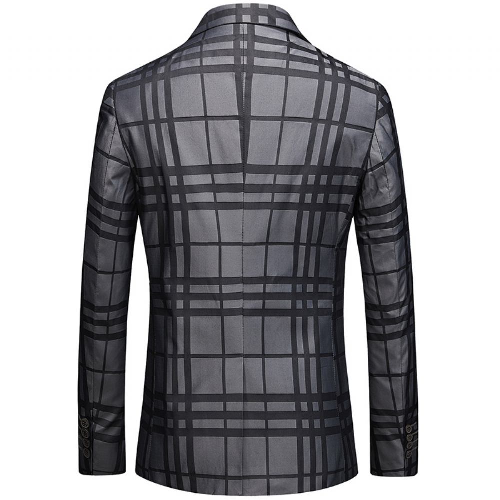 Męski Business Casual One Button Garnitur Top Plaid Small Suit Jacket Men