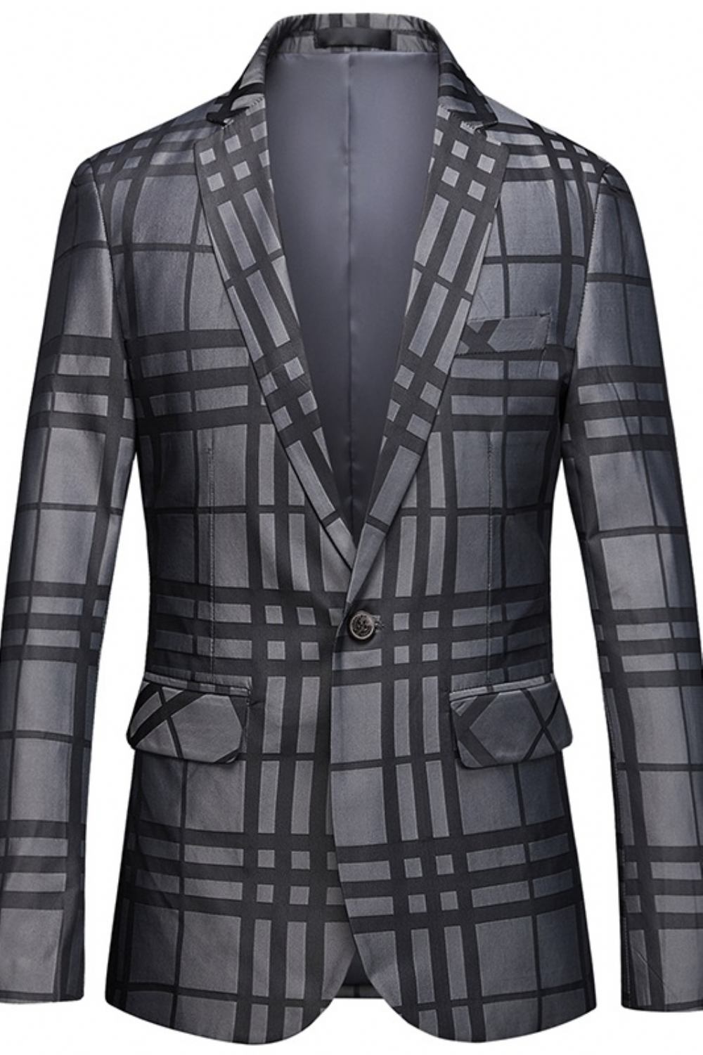 Męski Business Casual One Button Garnitur Top Plaid Small Suit Jacket Men