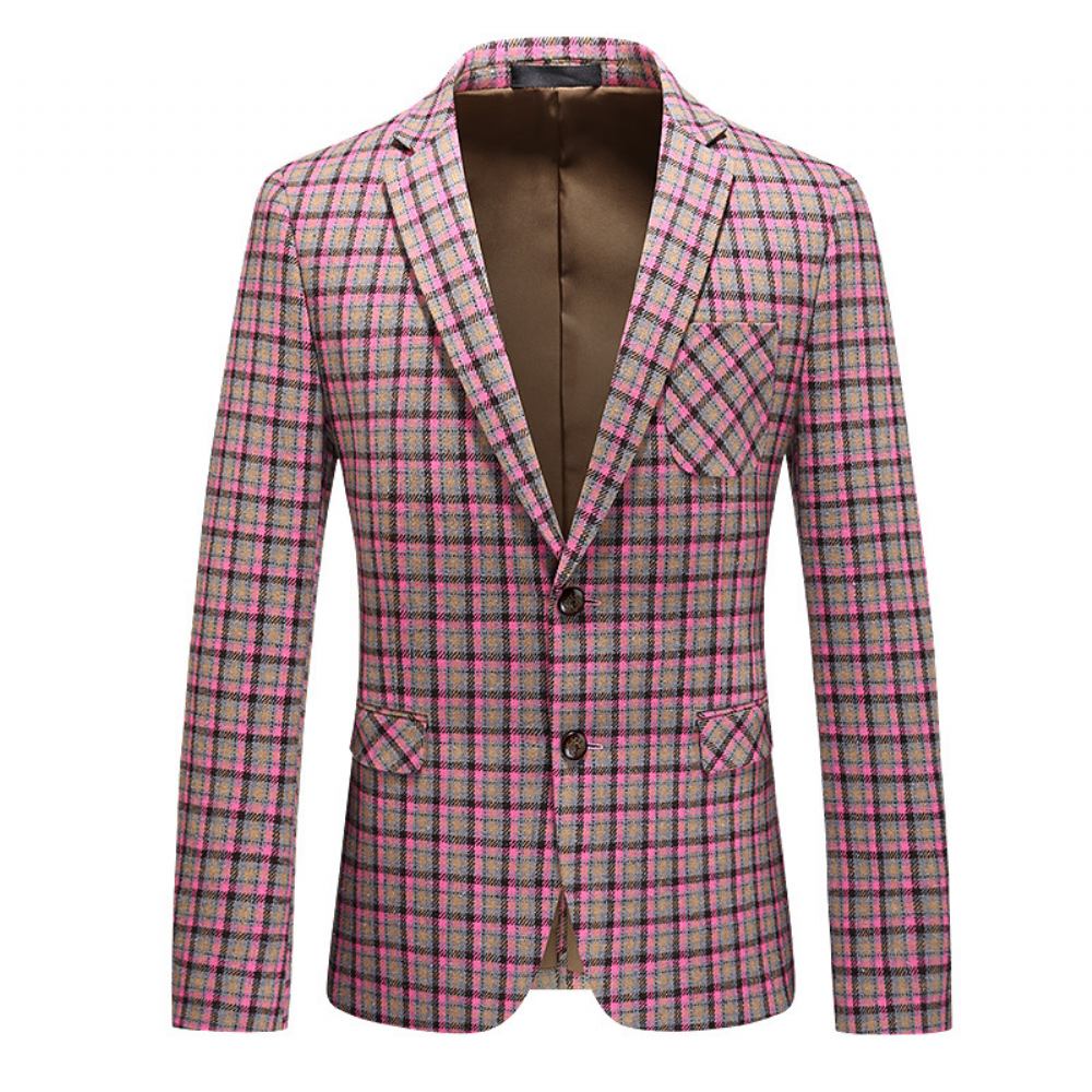 Męski Garnitur Kratę Dużym Rozmiarze Dwa Guziki Business Casual Fine Plaid Jacket Men