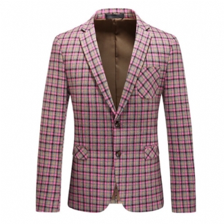 Męski Garnitur Kratę Dużym Rozmiarze Dwa Guziki Business Casual Fine Plaid Jacket Men