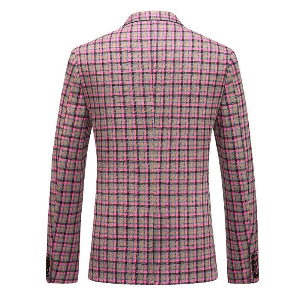 Męski Garnitur Kratę Dużym Rozmiarze Dwa Guziki Business Casual Fine Plaid Jacket Men