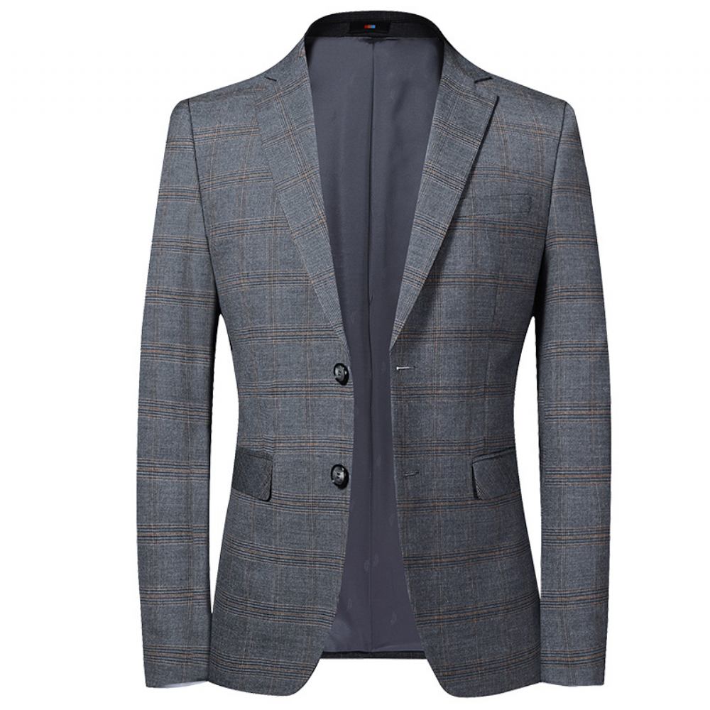 Męski Wiosenny Jesienny Plaid Western Fit Młodzieżowy Garnitur Casual Suit Jacket Men