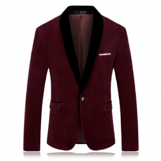 Slim-fit Casual Dress Coat Colorblock Collar Solid Color Business Suit Top Men