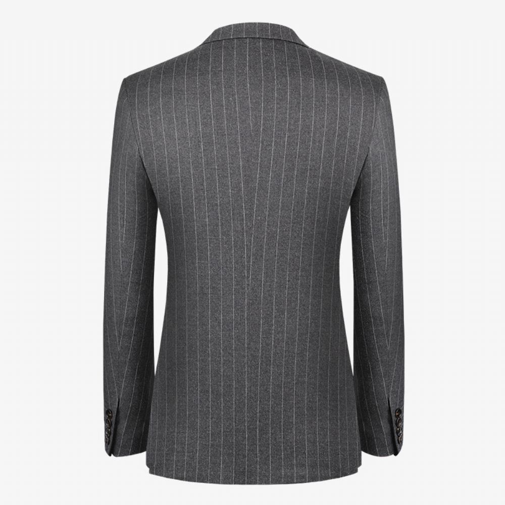 Garnitur Męski Dwurzędowy Paski Groom Suknia Ślubna Business Casual Slim Fit Dwuczęściowy