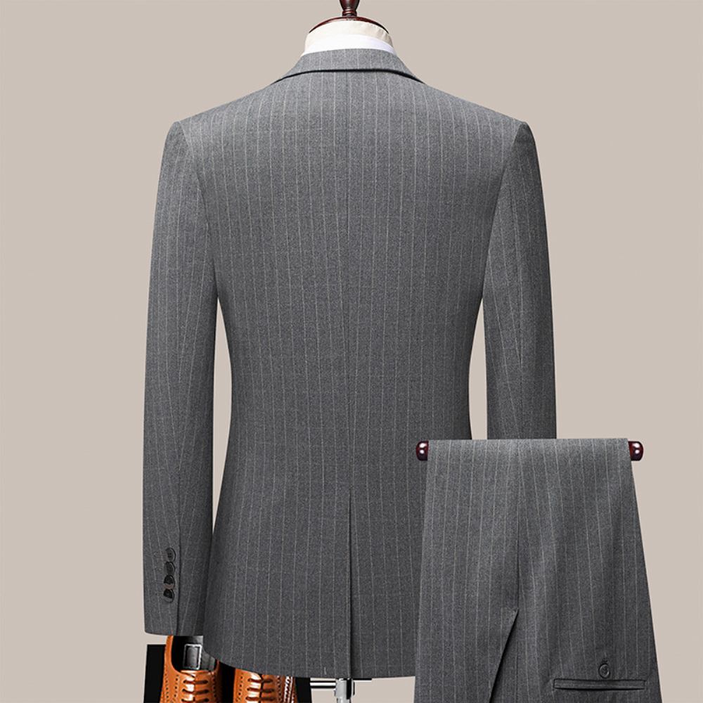 Wiosenny Jesienny Casual Slim Fit Back Rozcięcie Dwa Guziki Lapel Kołnierz Ozdobiony Garnitur